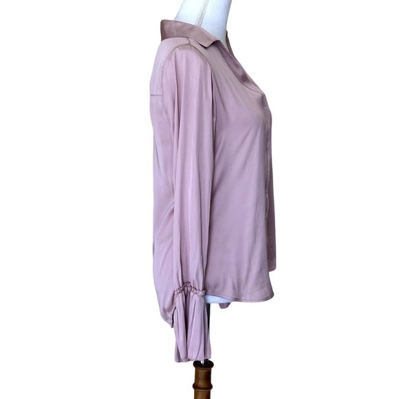 PAIGE Resa top, blush pink, pleated cuffs, elegant, silky, office, extra small - Picture 2 of 5
